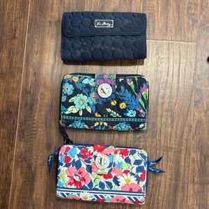 Vera Bradley Quilted and Floral Wallet Trio - Navy, Multicolor